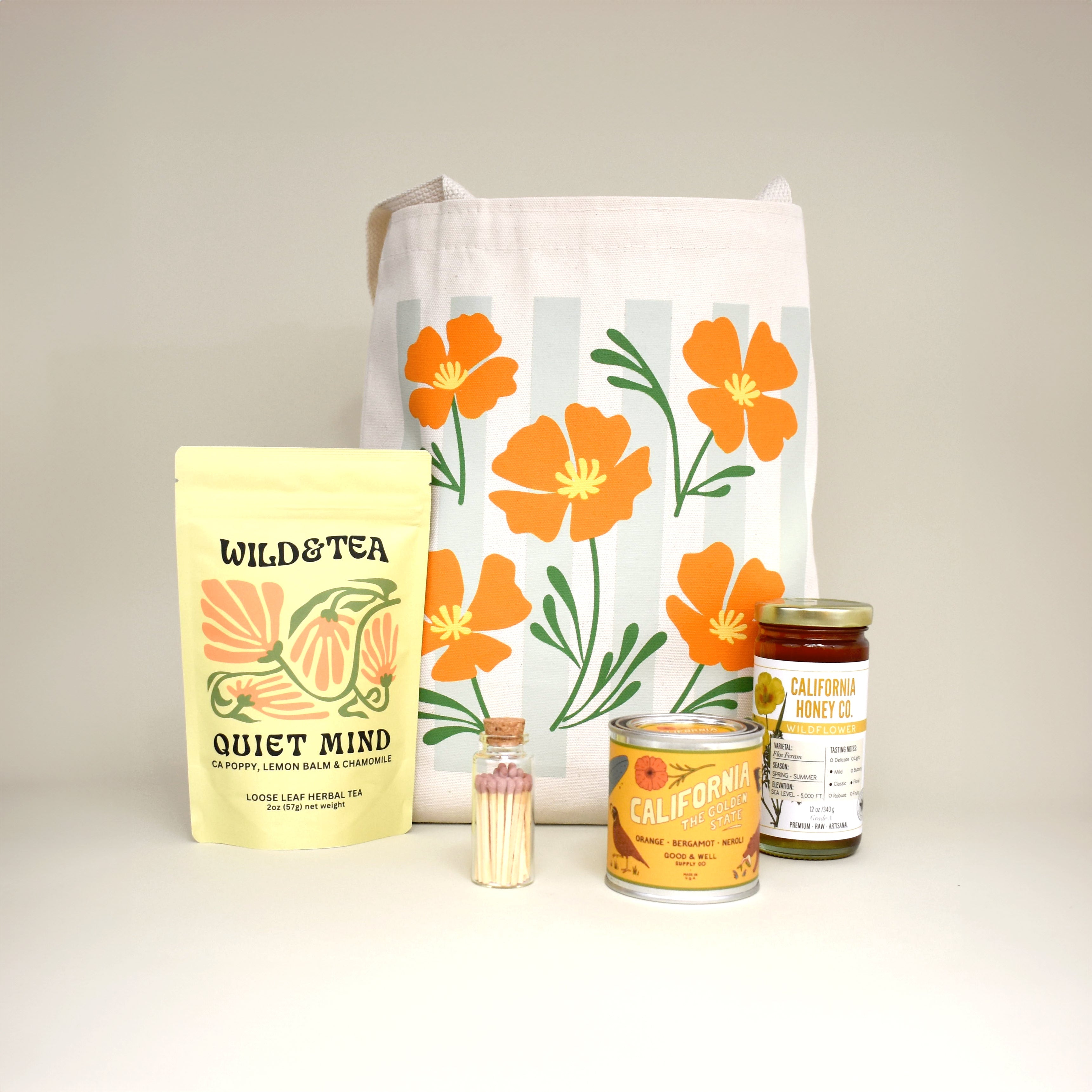 Golden Hour Hostess Gift - Artisan Floral Tote, Specialty Tea