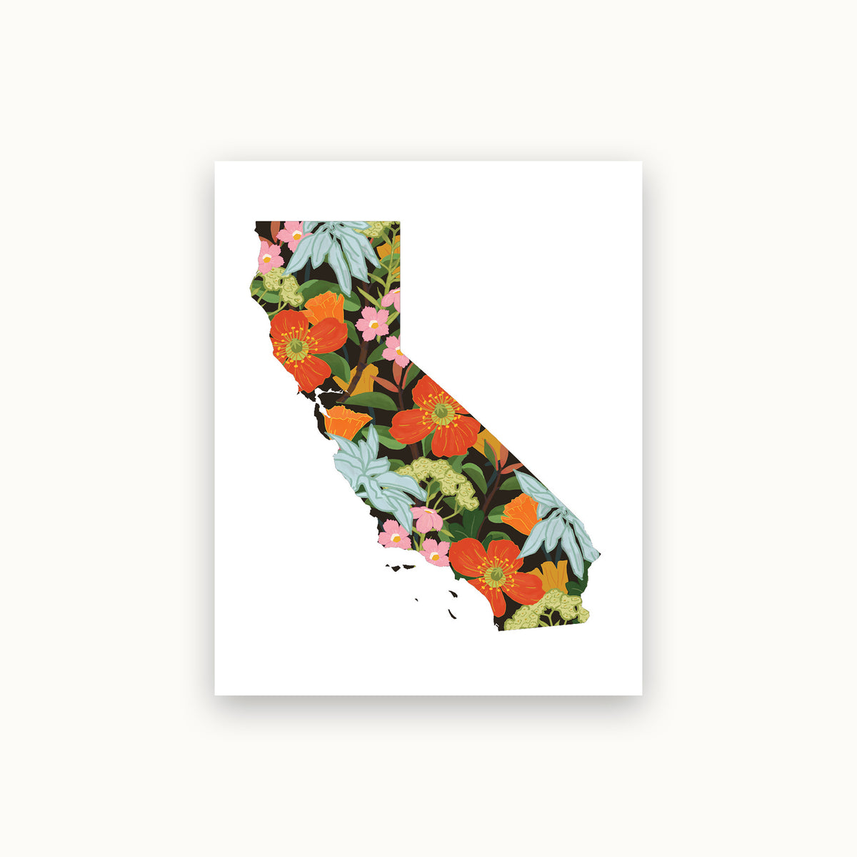 california-map-notecard-botanical-design