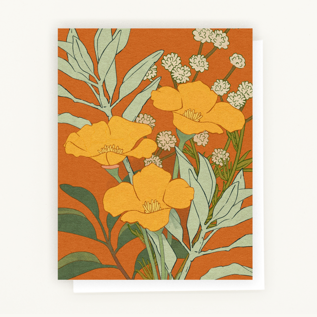 Poppy Pop Greeting Card featuring vibrant California wildflowers