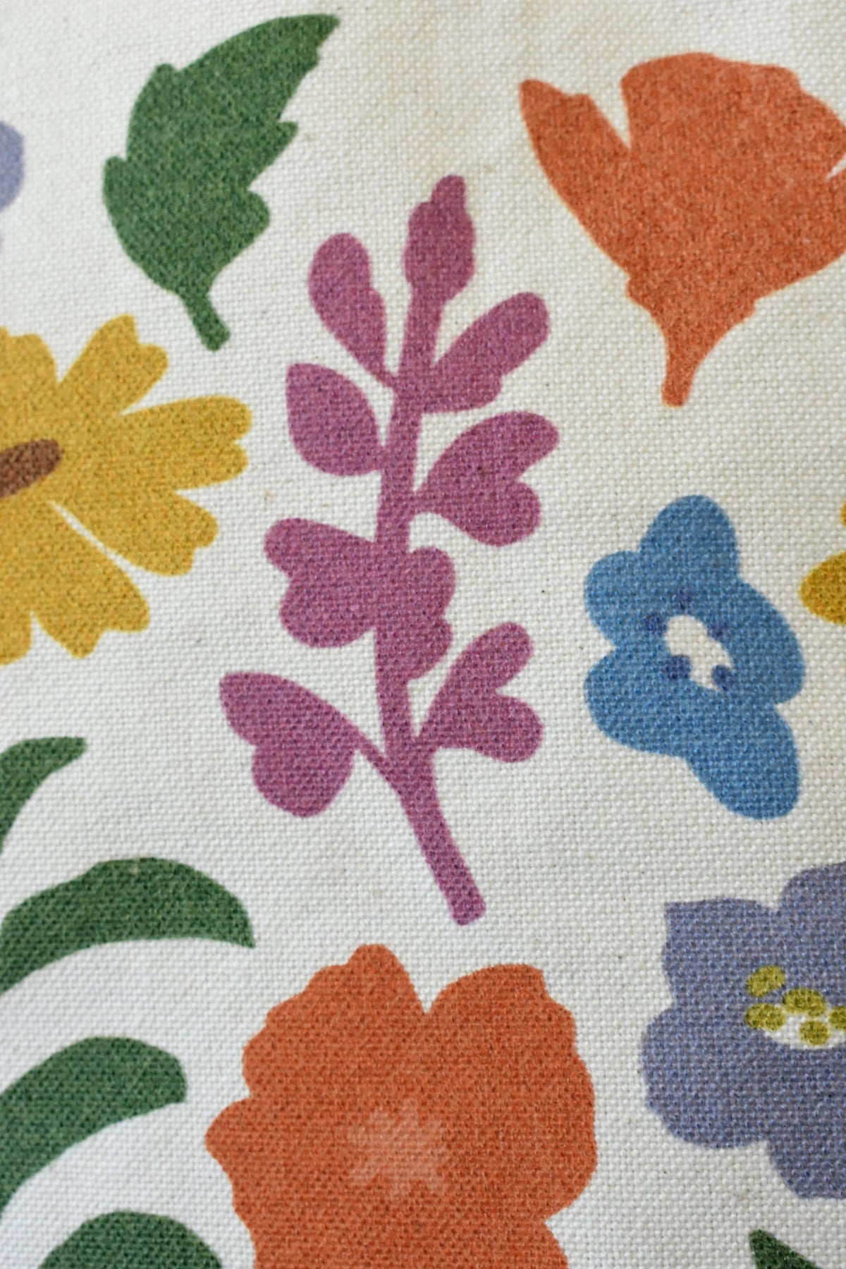 Close-up of the Wildflowers Tote showcasing detailed illustrations of wildflowers.